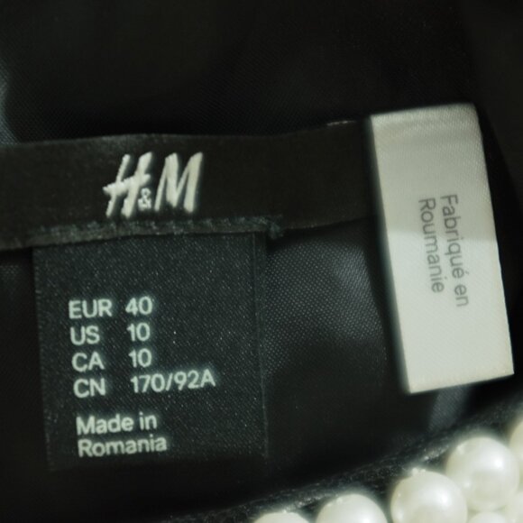 H&M Black Cocktail Dress Pearl Neckline Size 10 Little Black Dress - Picture 8 of 9